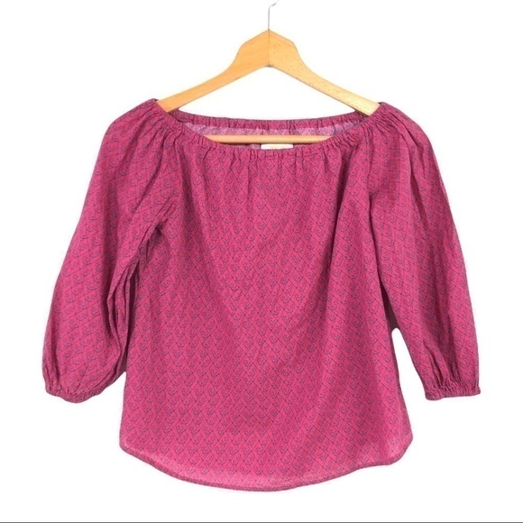 Anthro. Maeve - 'Maiden' Raspberry Pink Off-Shoulder Lightweight Top - XS - Picture 1 of 8